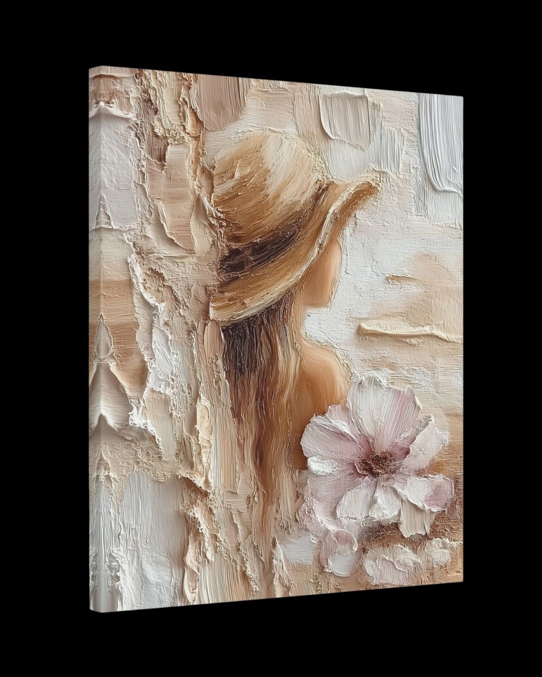 "Blossoms Beside Her" - Serene Floral Canvas Wall Art Print