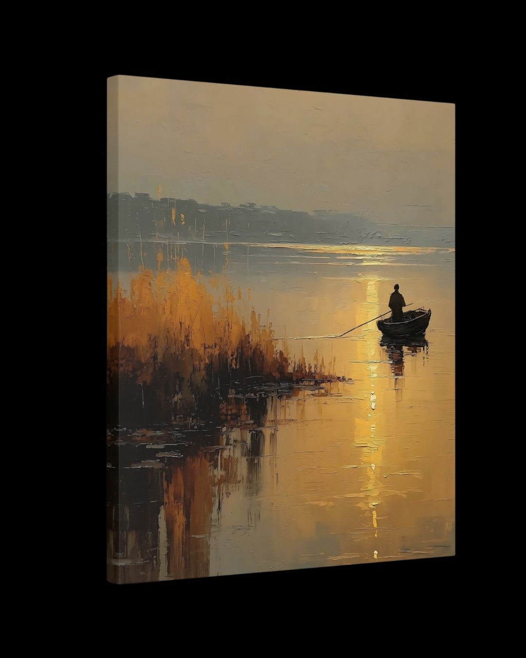 “Still Waters” - Serene Fisherman Canvas Wall Art Print
