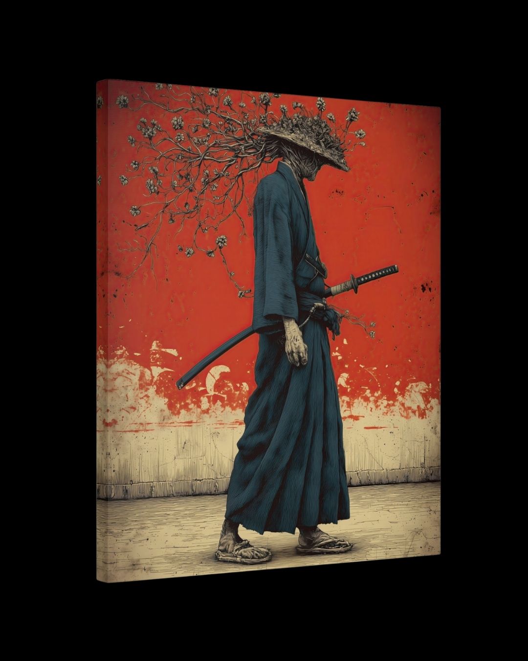"Wandering Samurai" - Dark Fantasy Japanese Canvas Wall Art Print