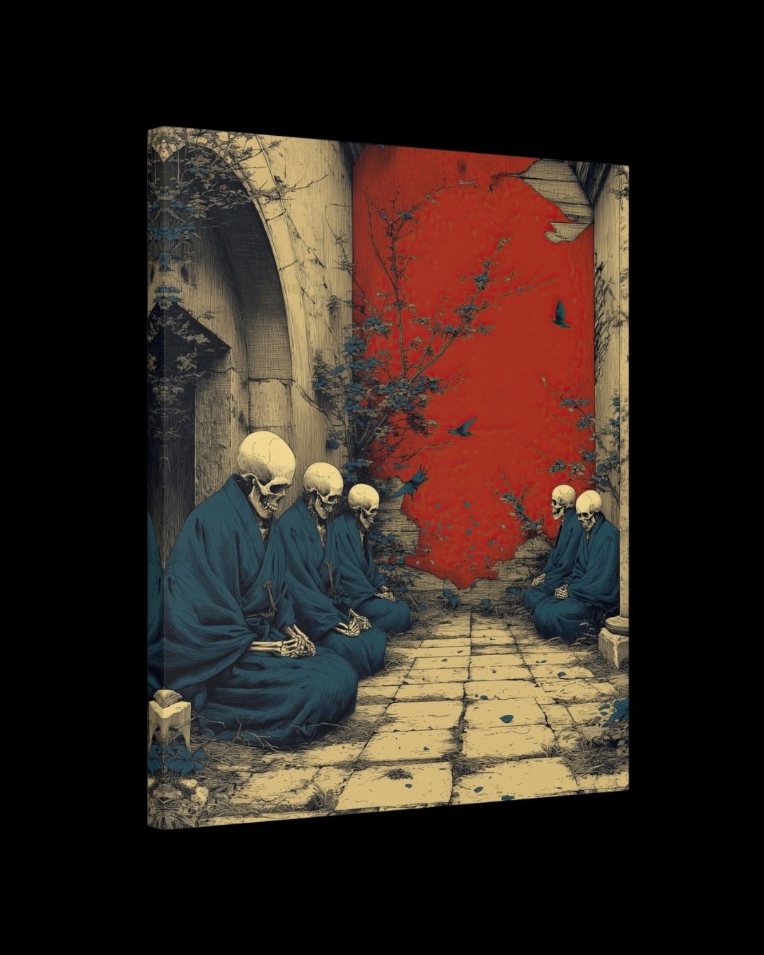 "Silent Assembly" - Dark Fantasy Japanese Canvas Wall Art Print