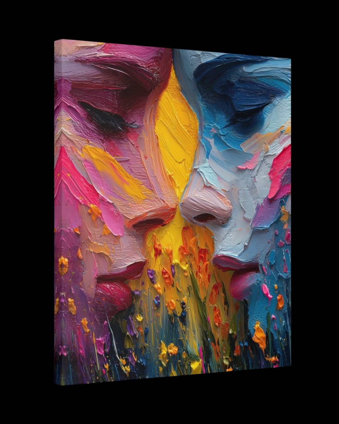 "Unspoken Merge" - Colorful Love Canvas Wall Art Print