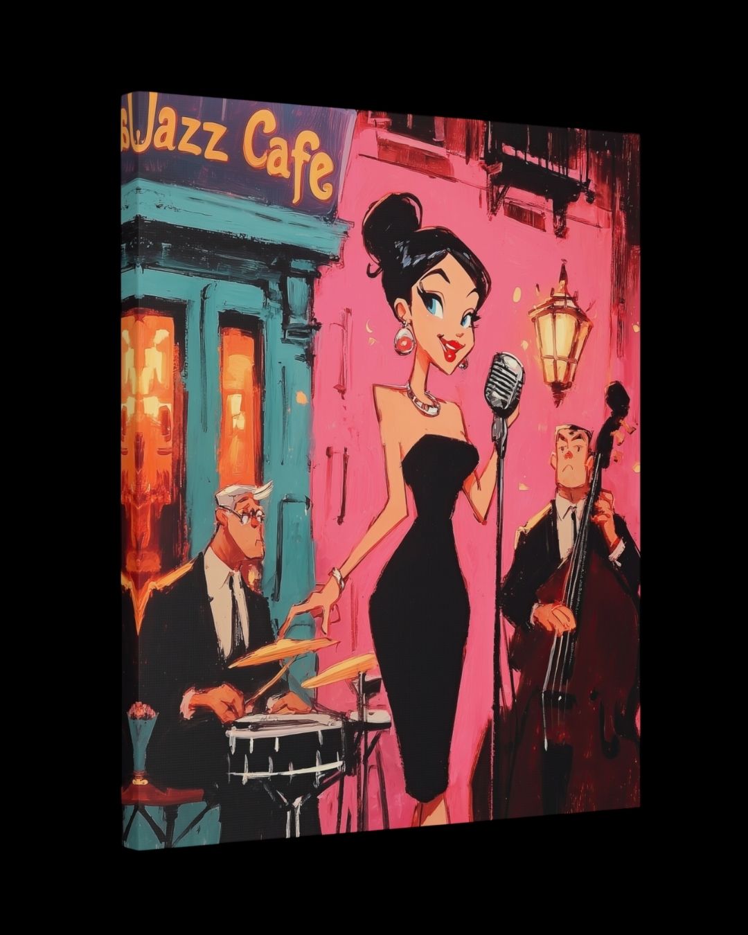 "Velvet Jazz Nights" - Colorful Whimsical Home Canvas Wall Art Print