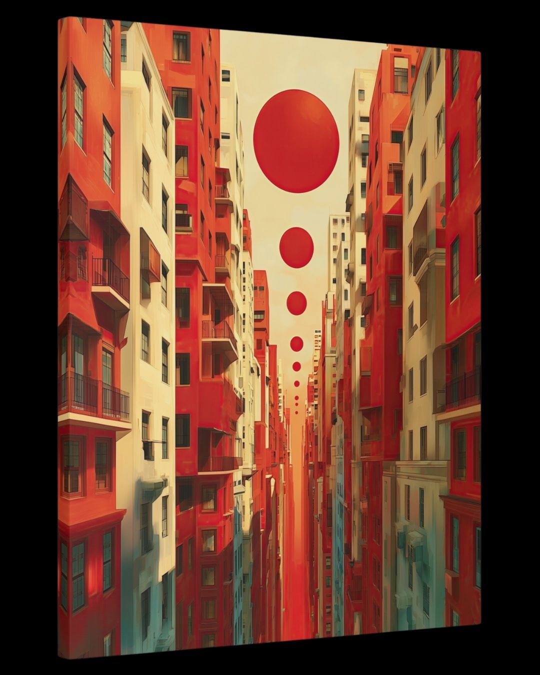"Crimson Horizons" - Dreamlike Surreal Canvas Wall Art Print