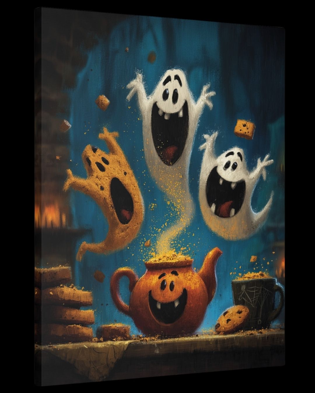 "Phantom Parade" - Halloween Whimsical Canvas Wall Art Print