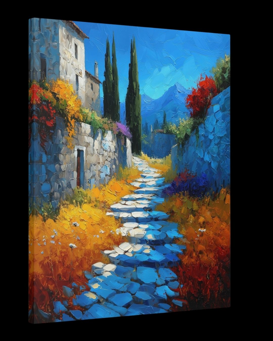"Sunlit Pathway" - Mediterranean Impasto Canvas Wall Art Print