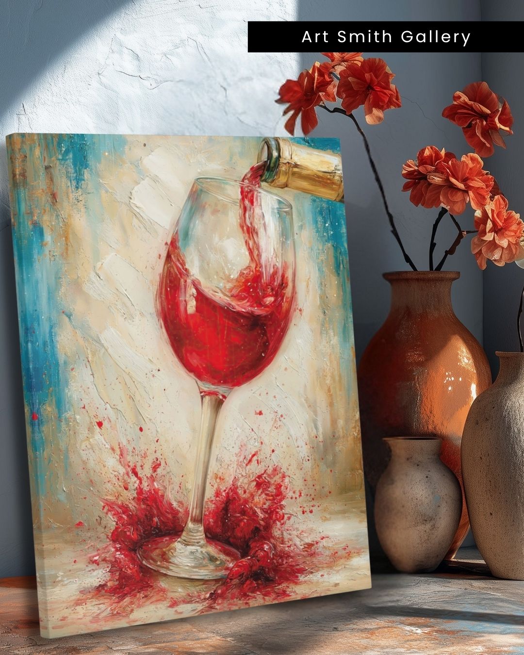 "Wine Splash" - Mediterranean Fine Art Canvas Wall Art Print