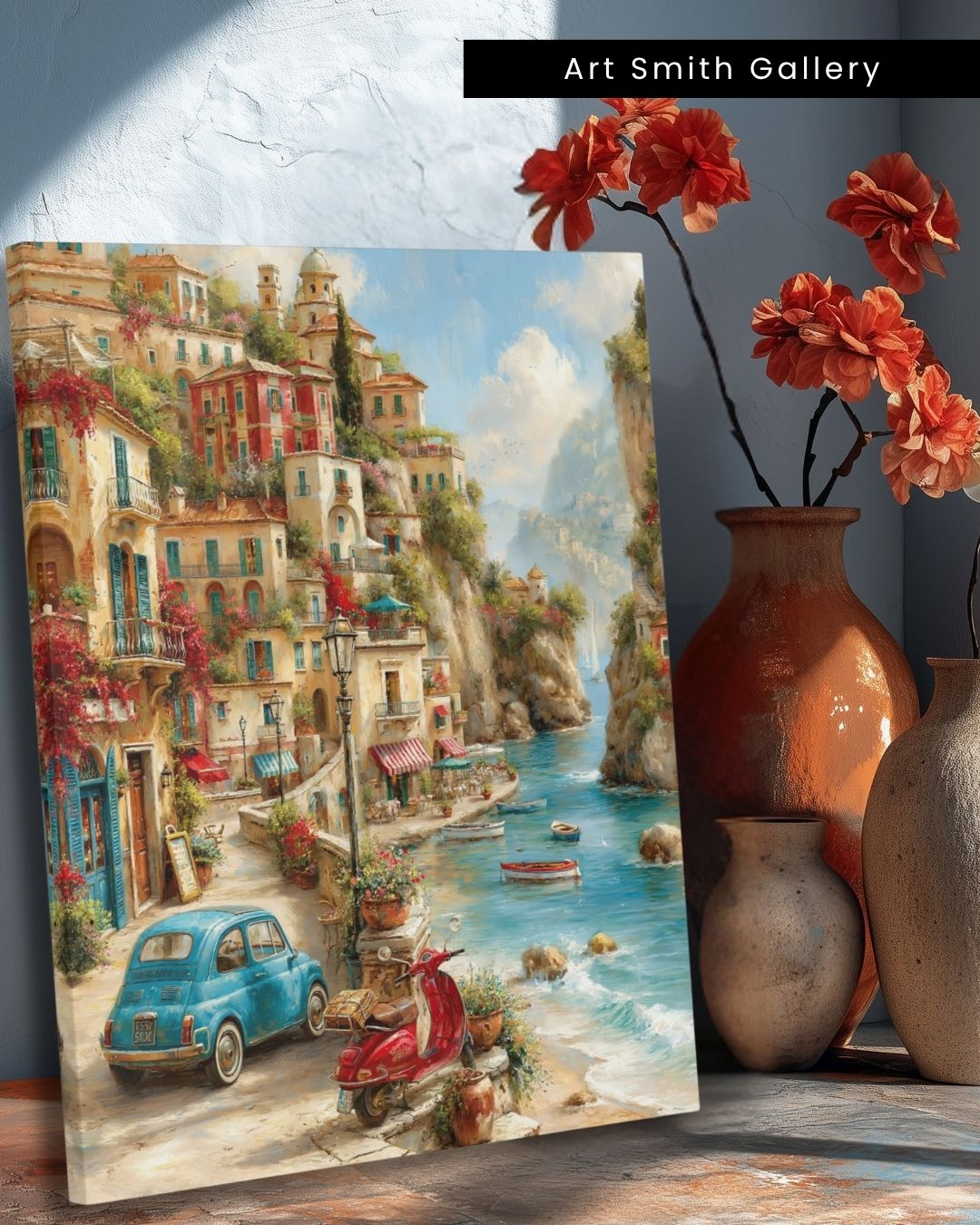"Layered by the Sea" - Mediterranean Fine Art Canvas Wall Art Print