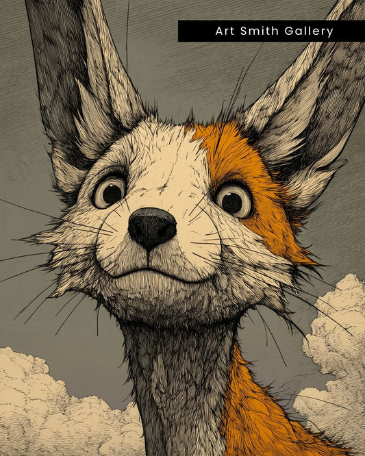 "Whimsical Fox" - Lithograph Canvas Art
