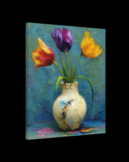 “Painted Blooms” - Painterly Texture, Vibrant Floral Canvas Art Print