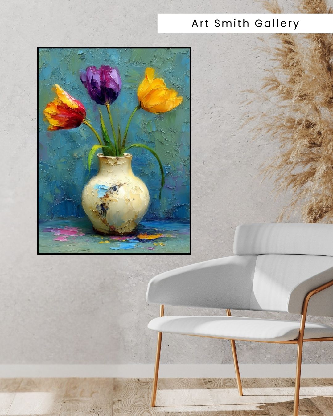 “Painted Blooms” - Painterly Texture, Vibrant Floral Canvas Art Print