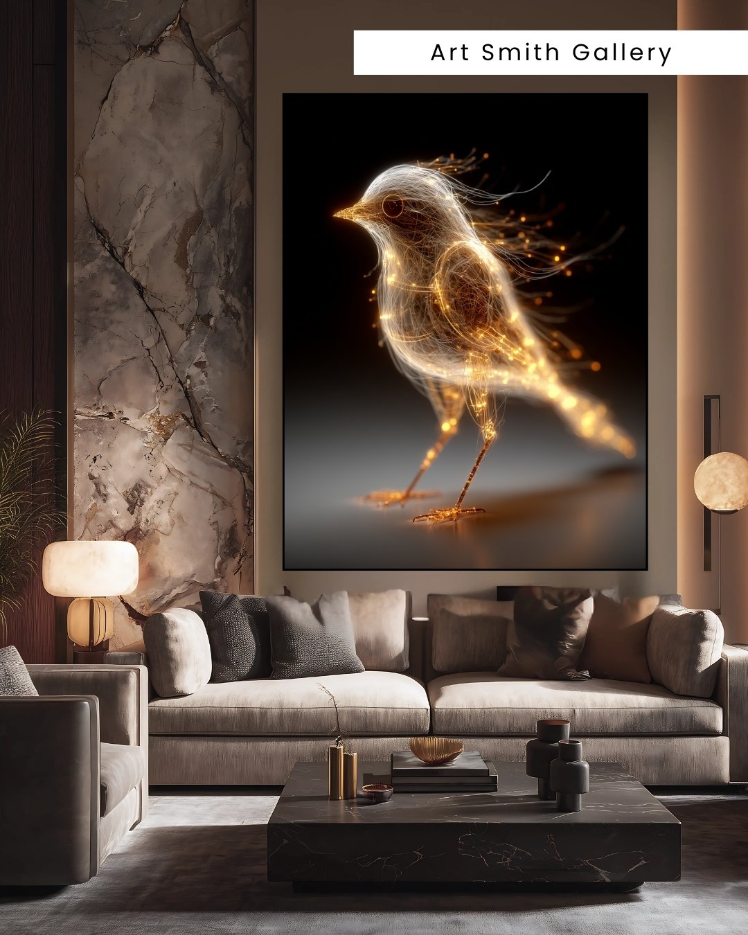 “Sparkwing”  - Illuminated Bird Art Canvas Print