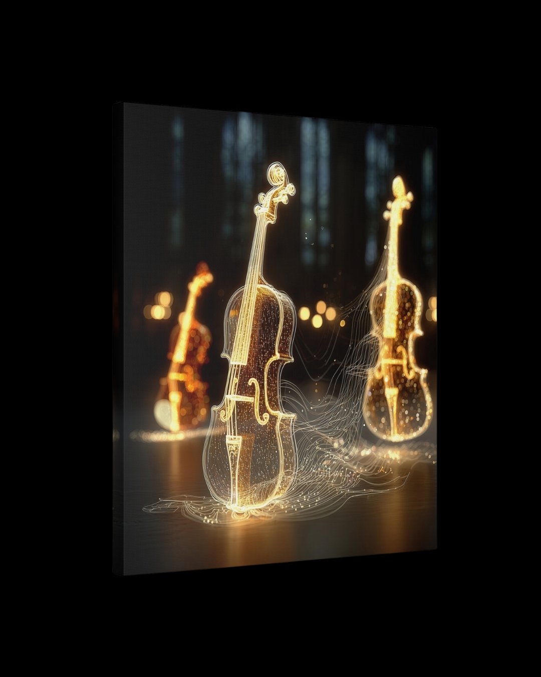 “Radiant Strings” - Illuminated Violin Canvas Art Print
