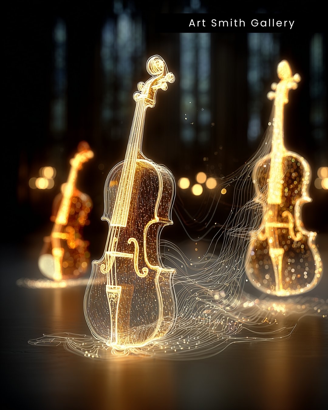 “Radiant Strings” - Illuminated Violin Canvas Art Print
