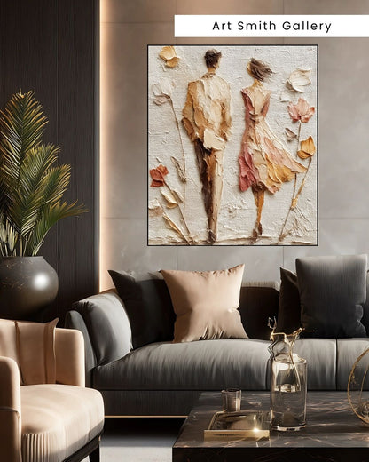 "Whispers in Stroll" - Romantic Canvas Art Print