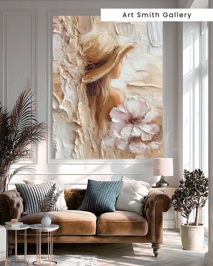 "Blossoms Beside Her" - Serene Floral Canvas Wall Art Print