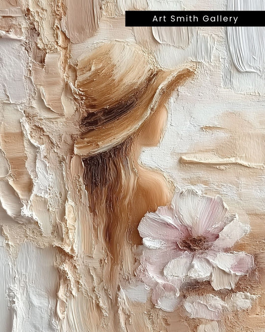 "Blossoms Beside Her" - Serene Floral Canvas Wall Art Print