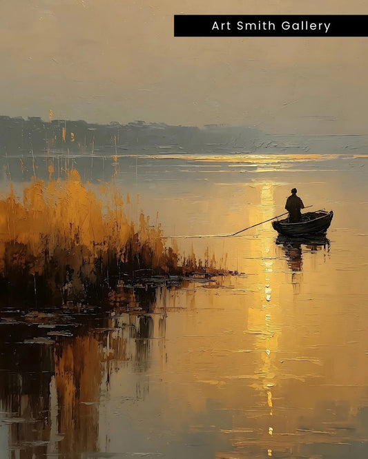 “Still Waters” - Serene Fisherman Canvas Wall Art Print