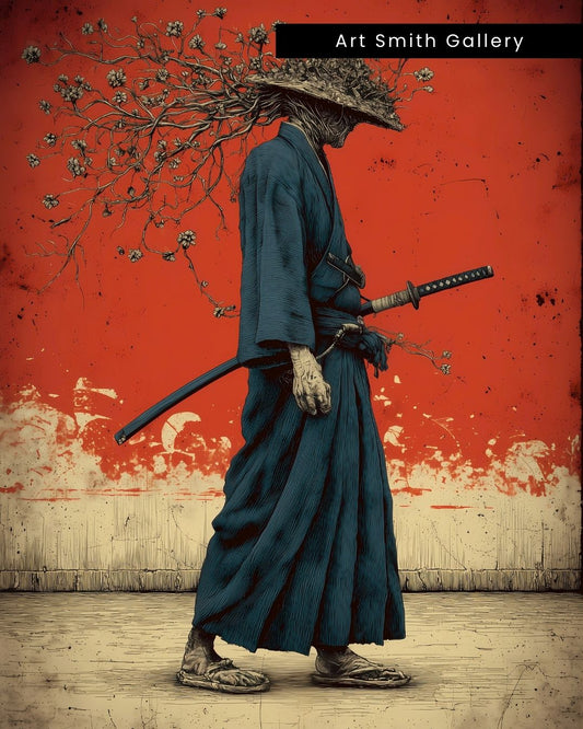 "Wandering Samurai" - Dark Fantasy Japanese Canvas Wall Art Print
