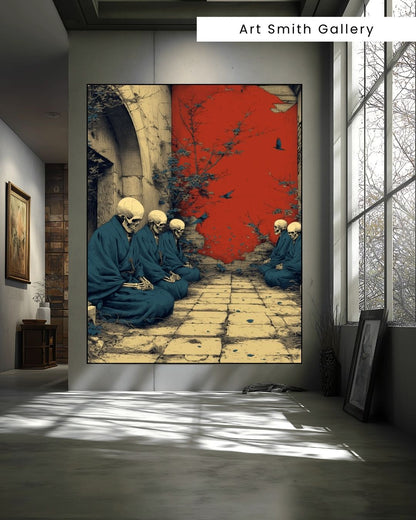 "Silent Assembly" - Dark Fantasy Japanese Canvas Wall Art Print