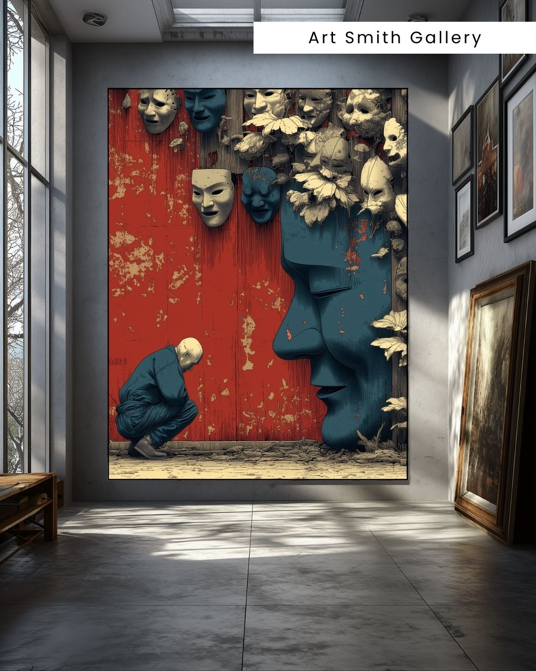 "Masks of Reflection" - Dark Fantasy Japanese Canvas Wall Art Print