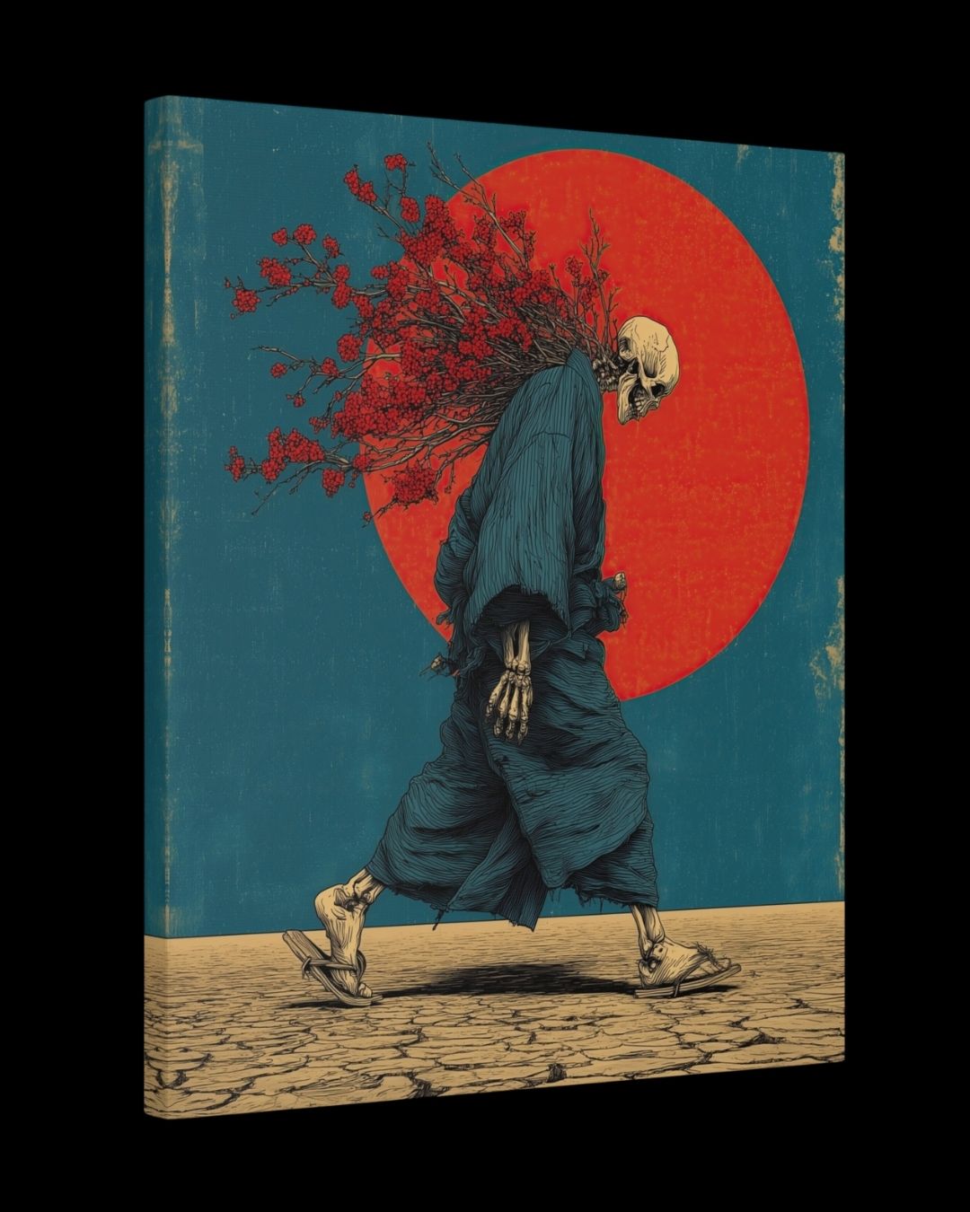 "Crimson Burden" - Dark Fantasy Japanese Canvas Wall Art Print
