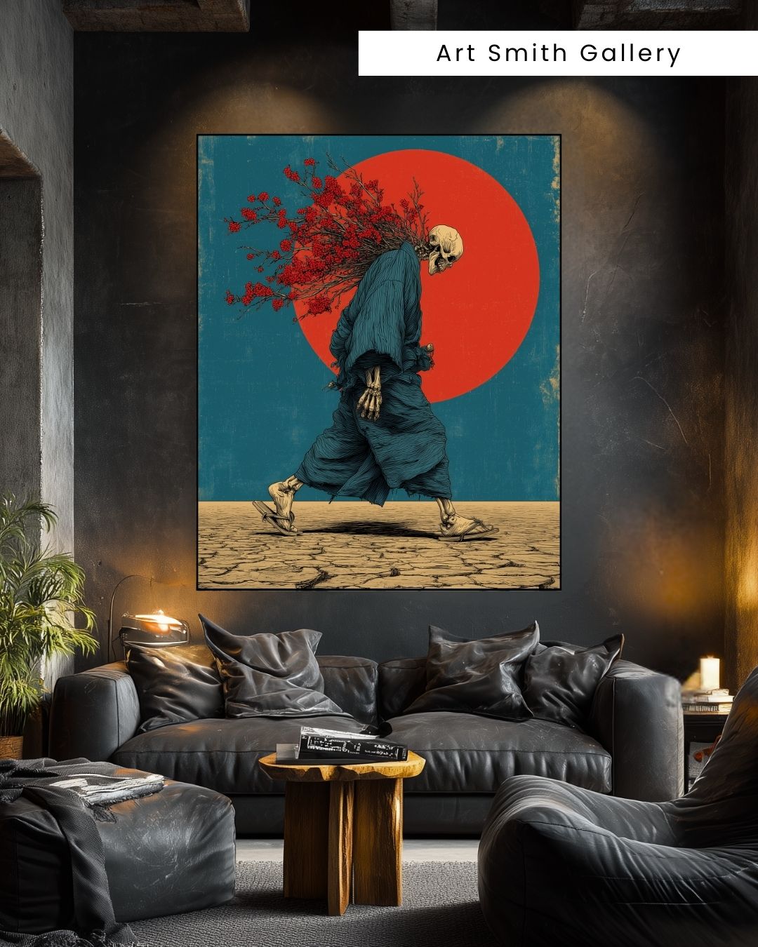 "Crimson Burden" - Dark Fantasy Japanese Canvas Wall Art Print