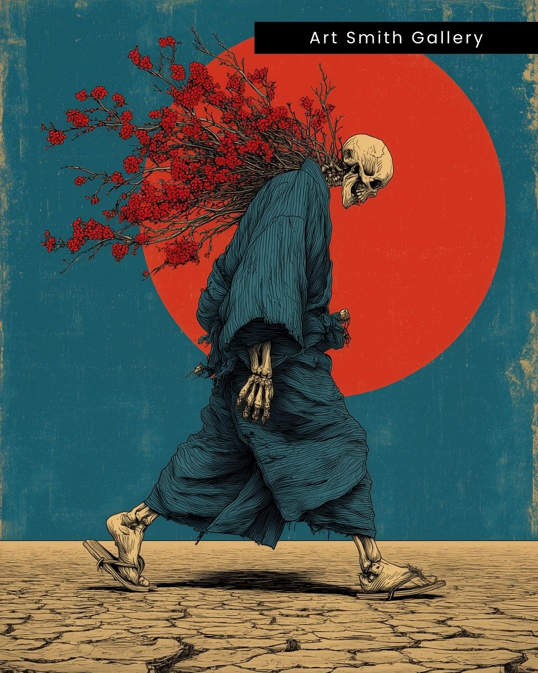 "Crimson Burden" - Dark Fantasy Japanese Canvas Wall Art Print