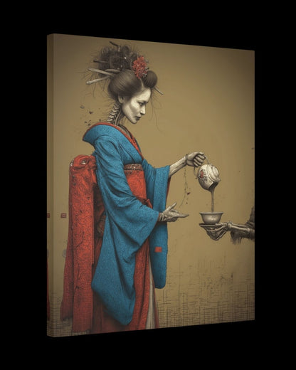"Last Pour" - Dark Fantasy Japanese Canvas Wall Art Print