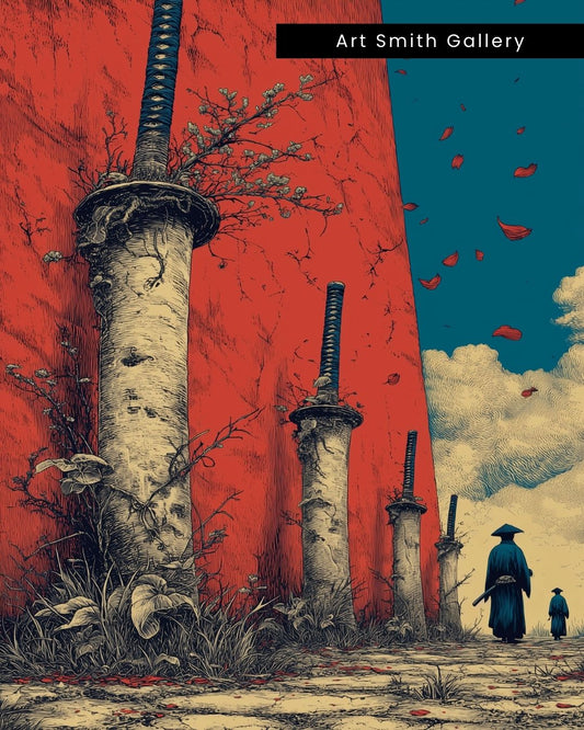 "Pillars of Time" - Dark Fantasy Japanese Canvas Wall Art Print