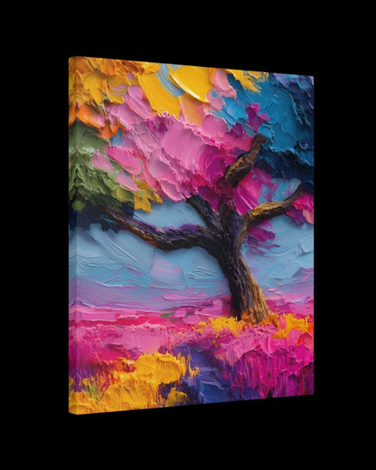 "Radiant Roots" - Colorful Tree Canvas Wall Art Print