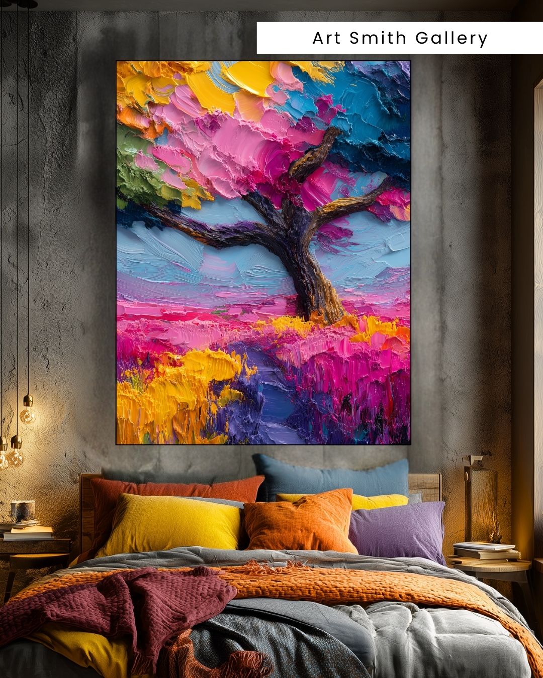 "Radiant Roots" - Colorful Tree Canvas Wall Art Print