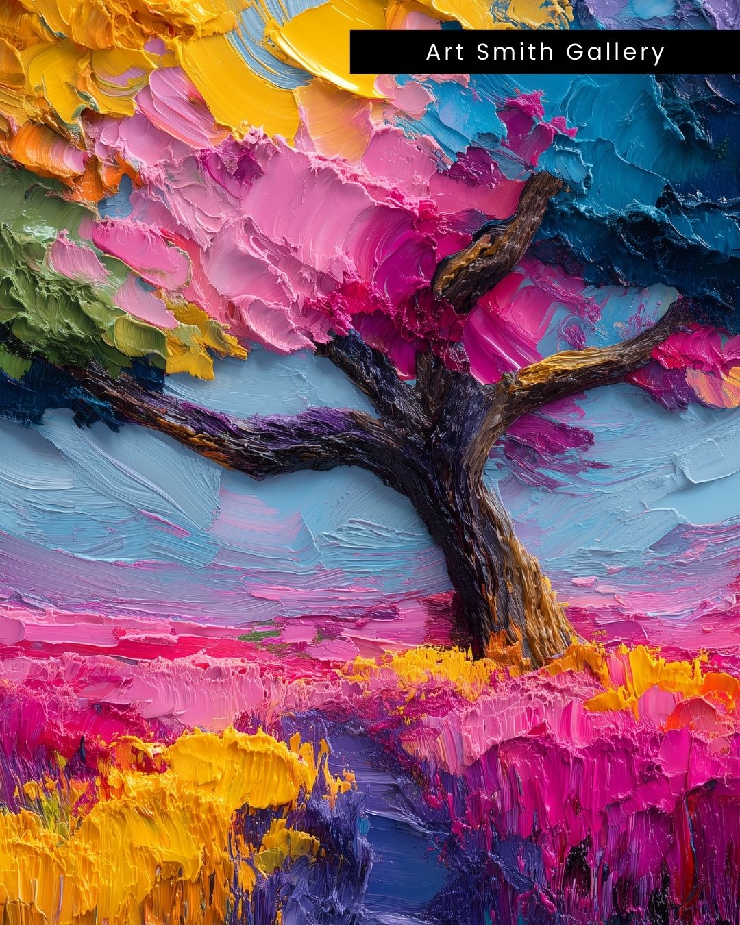 "Radiant Roots" - Colorful Tree Canvas Wall Art Print