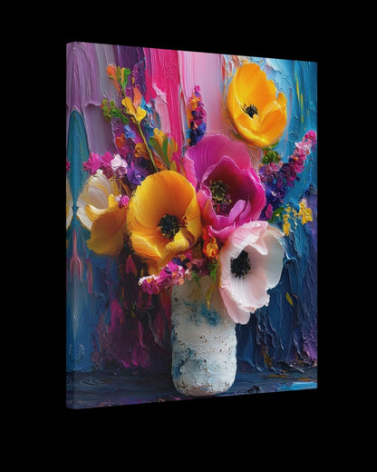 "Flourish Eternal" - Vibrant Floral Canvas Wall Art Print