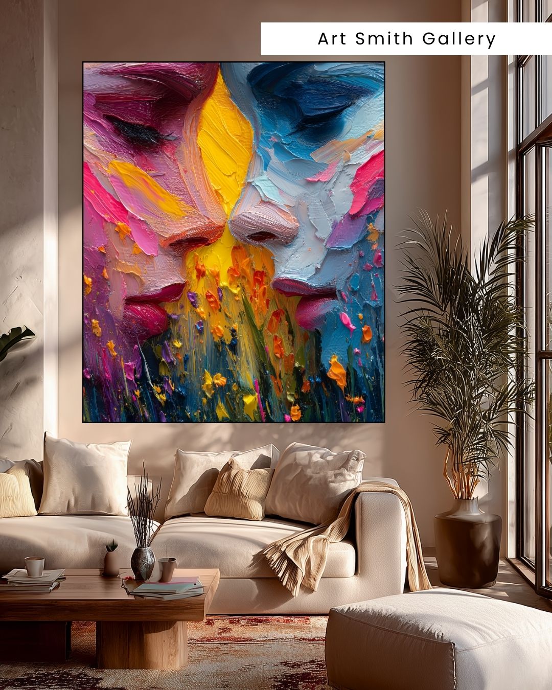 "Unspoken Merge" - Colorful Love Canvas Wall Art Print