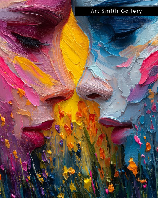"Unspoken Merge" - Colorful Love Canvas Wall Art Print