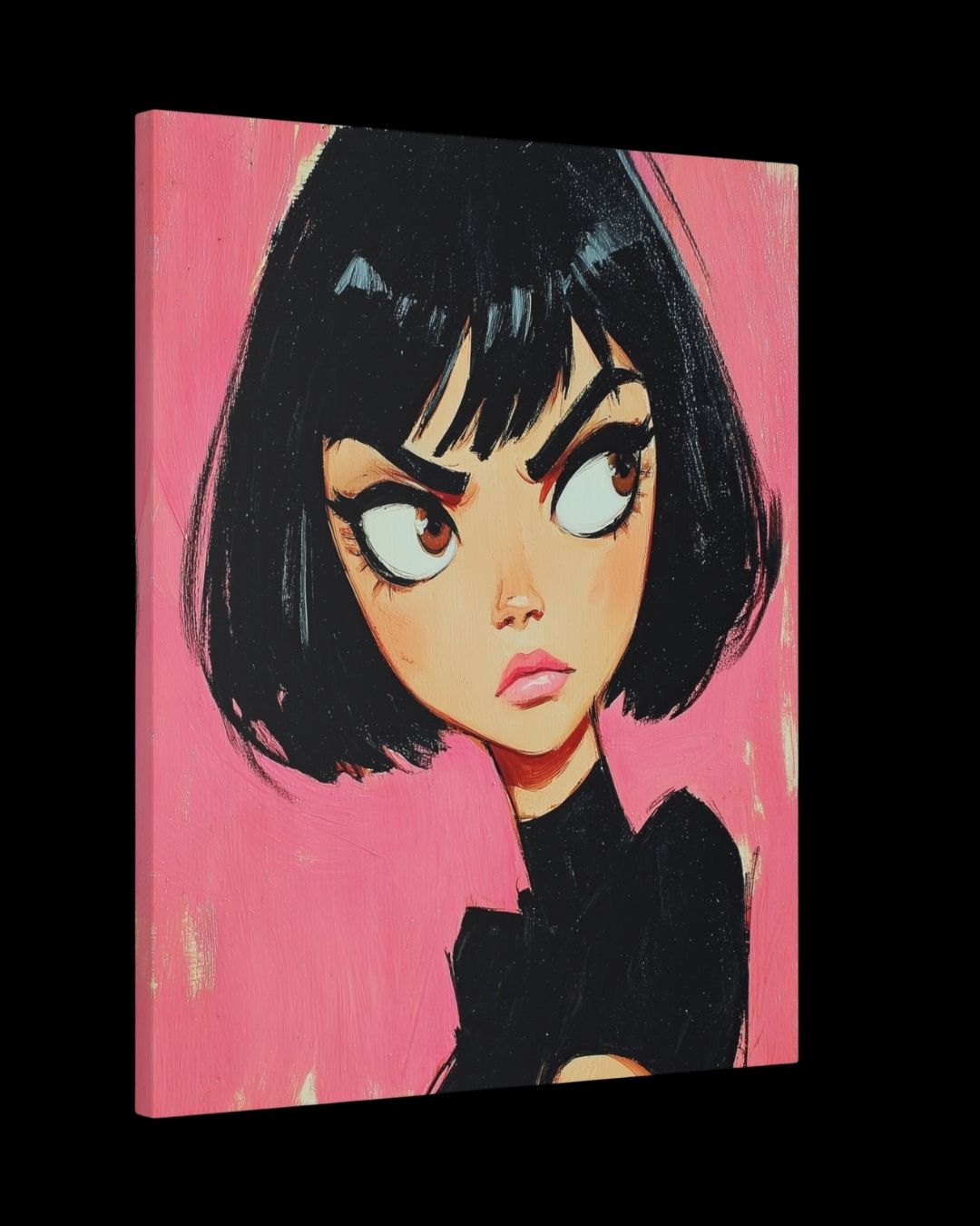 "Noir Glance" - Colorful Whimsical Home Canvas Wall Art Print