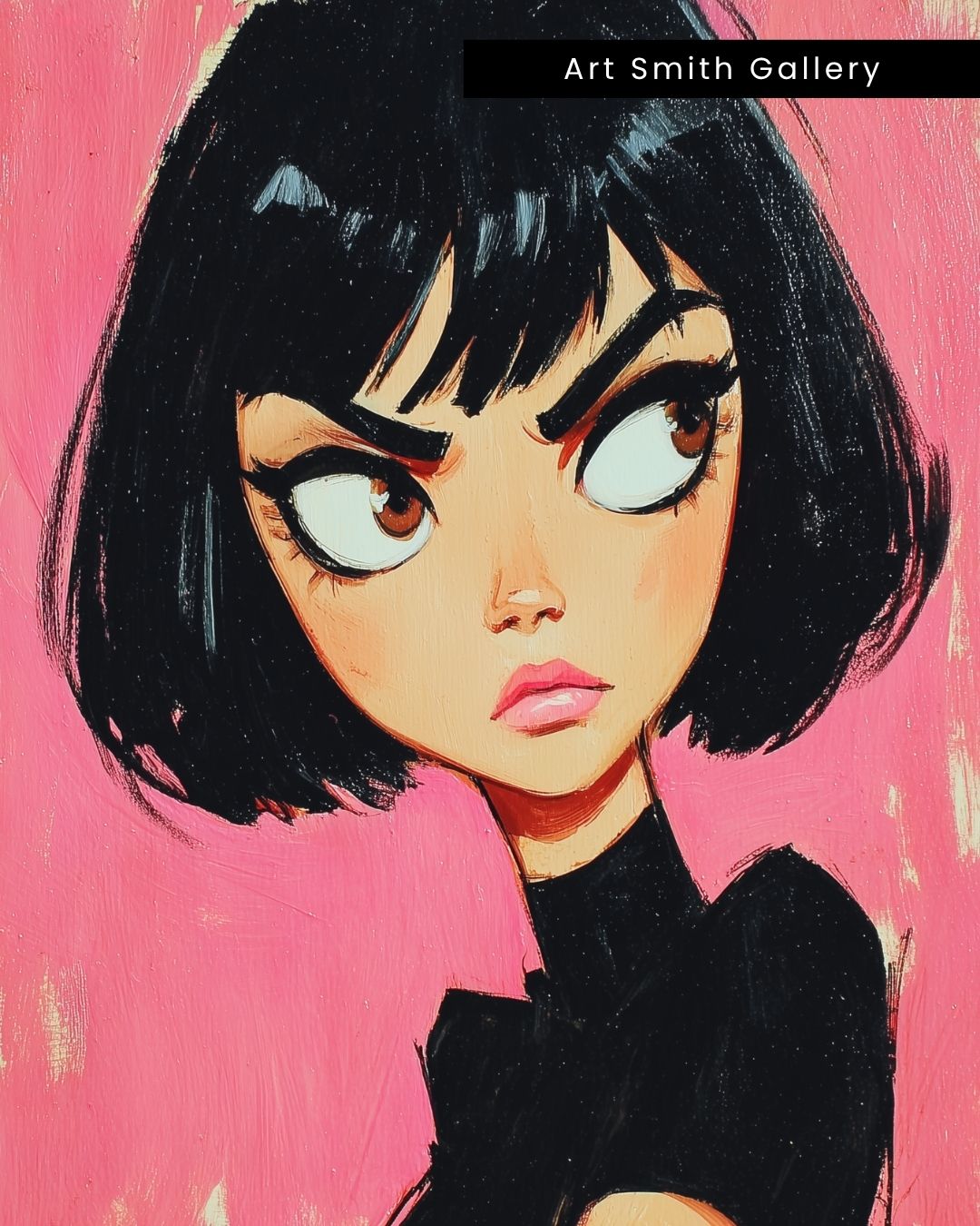 "Noir Glance" - Colorful Whimsical Home Canvas Wall Art Print