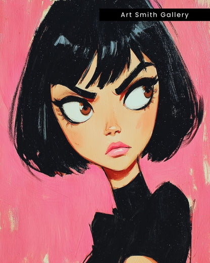 "Noir Glance" - Colorful Whimsical Home Canvas Wall Art Print