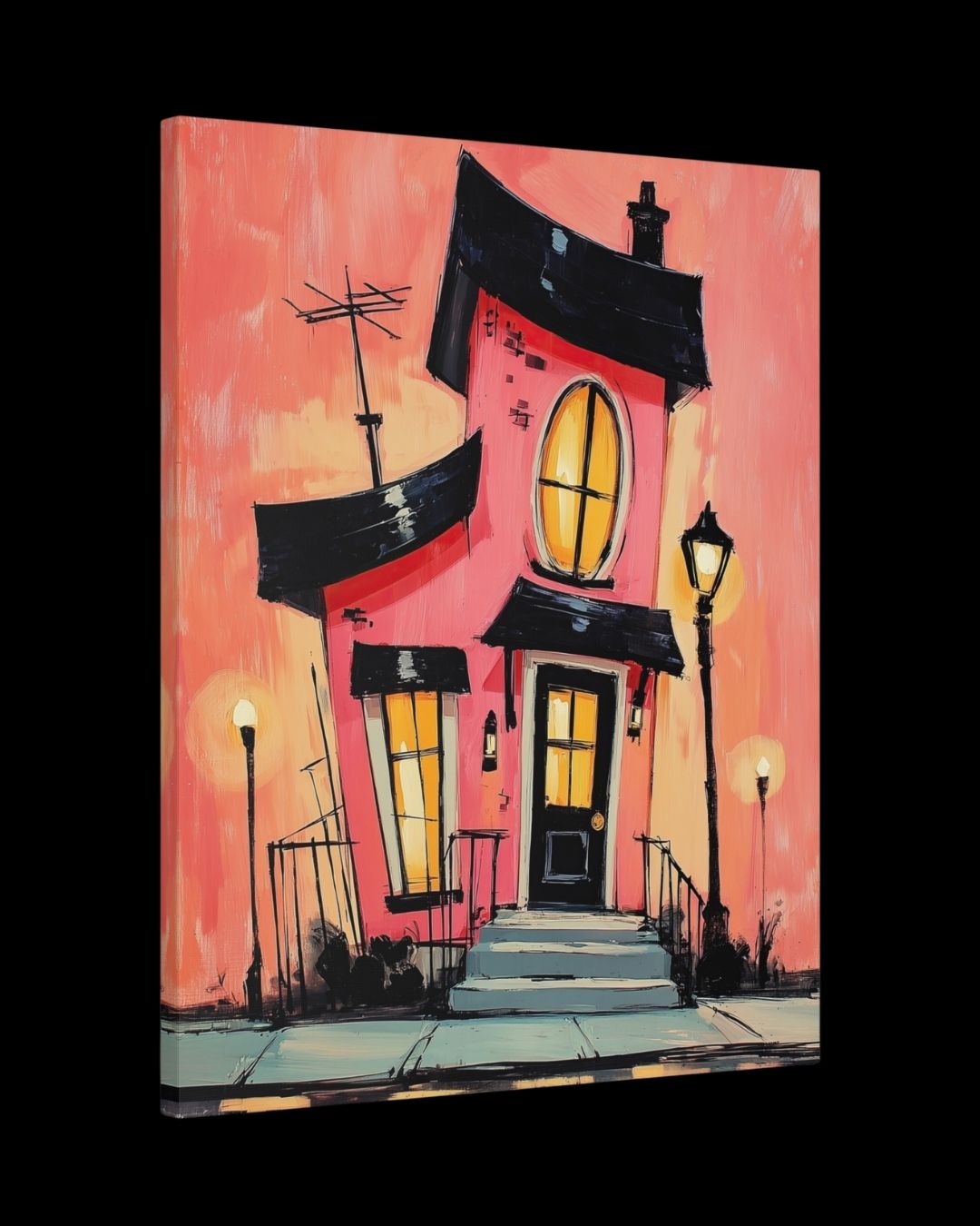 "Crooked Harmony" - Colorful Whimsical Home Canvas Wall Art Print