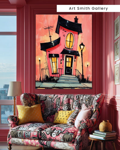 "Crooked Harmony" - Colorful Whimsical Home Canvas Wall Art Print