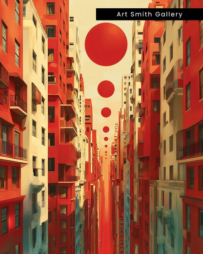 "Crimson Horizons" - Dreamlike Surreal Canvas Wall Art Print