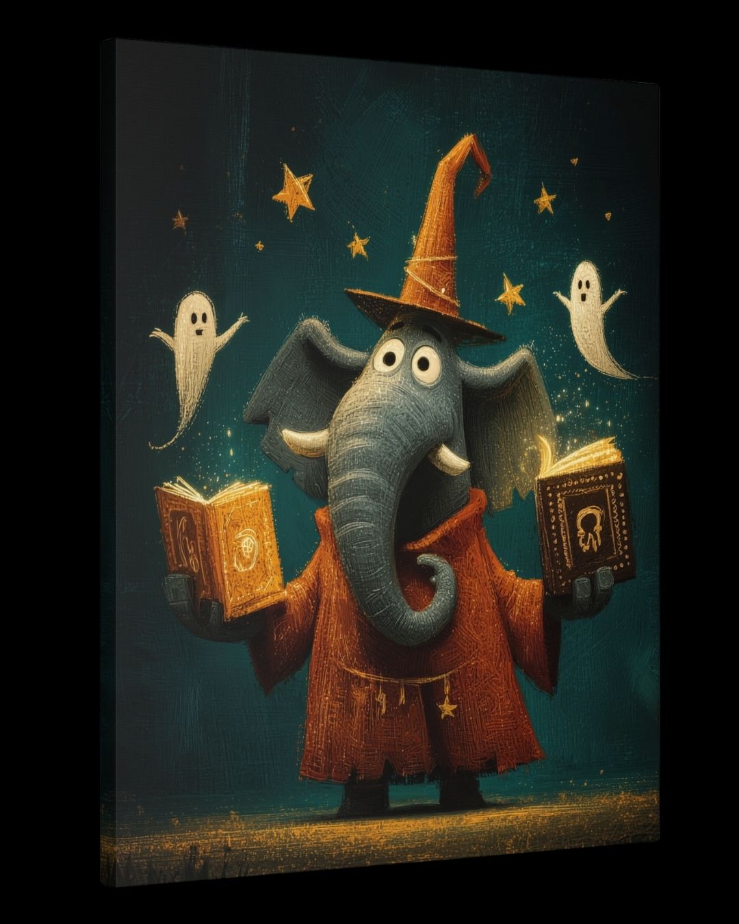 "Spellbound Courier" - Halloween Whimsical Canvas Wall Art Print