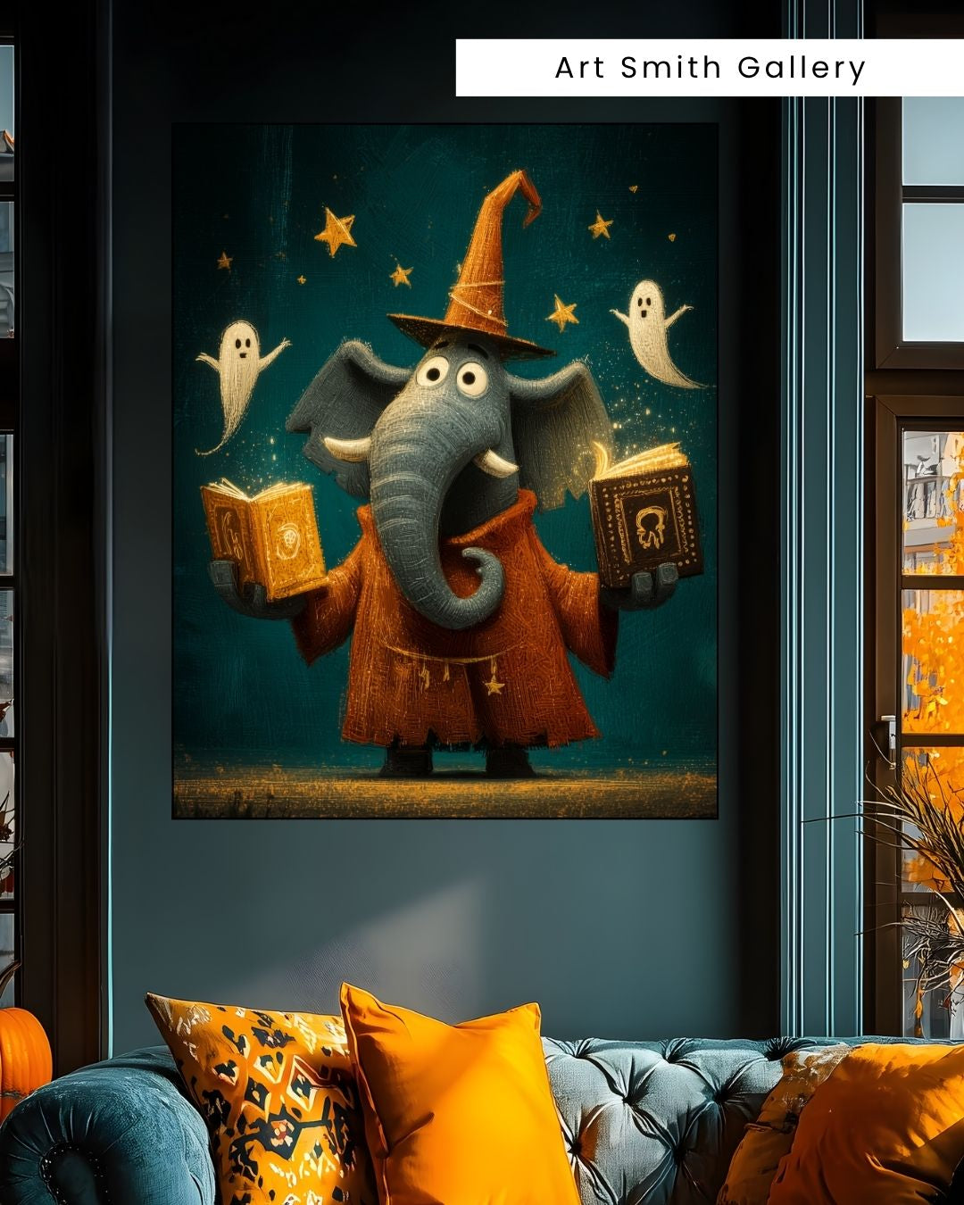 "Spellbound Courier" - Halloween Whimsical Canvas Wall Art Print