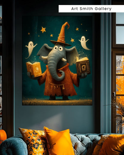 "Spellbound Courier" - Halloween Whimsical Canvas Wall Art Print