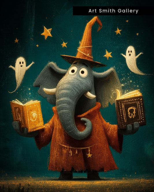 "Spellbound Courier" - Halloween Whimsical Canvas Wall Art Print