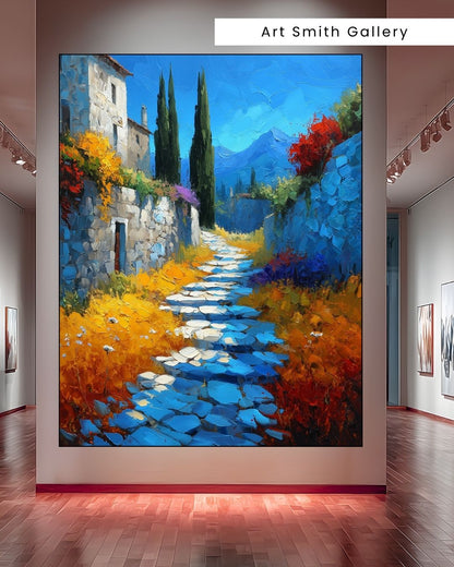 "Sunlit Pathway" - Mediterranean Impasto Canvas Wall Art Print