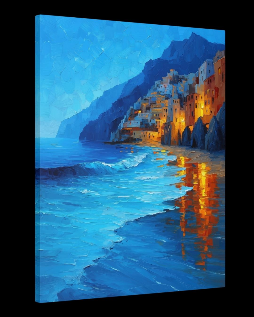 "Coastal Glow" - Mediterranean Impasto Canvas Wall Art Print