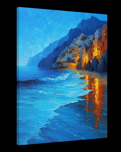 "Coastal Glow" - Mediterranean Impasto Canvas Wall Art Print
