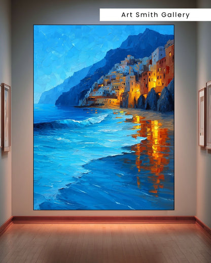"Coastal Glow" - Mediterranean Impasto Canvas Wall Art Print
