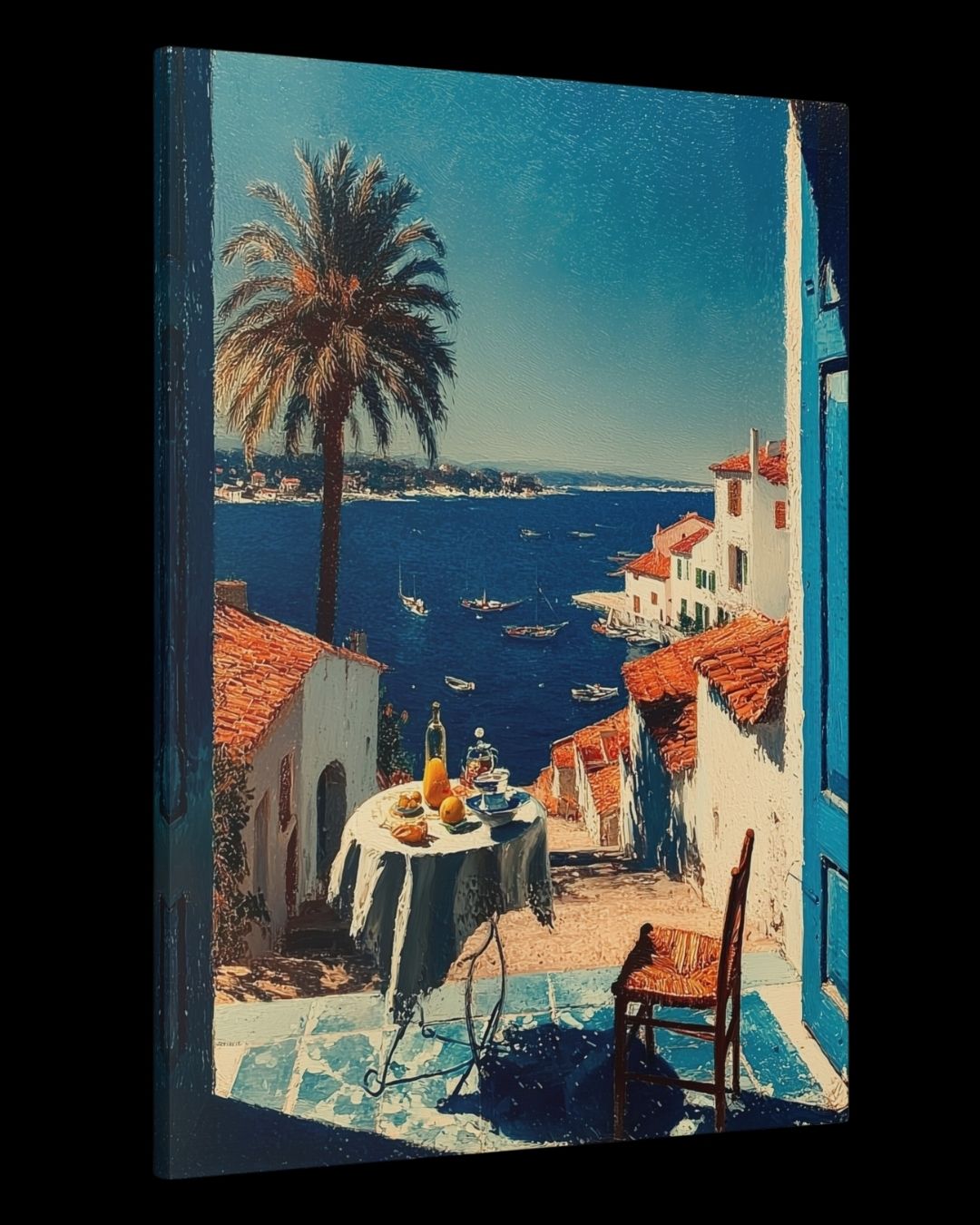 "Blue Solace" - Mediterranean Impasto Canvas Wall Art Print